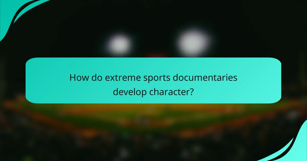 How do extreme sports documentaries develop character?