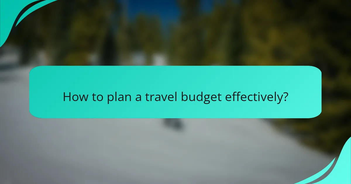 How to plan a travel budget effectively?